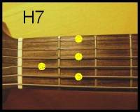 Kter tny akordu H7 smrem od 1. struny (nejten) k 6. strun (nejtlust) jsou oznaeny lutm puntkem? (nhled)