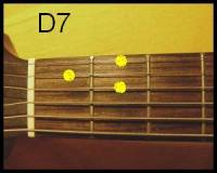 Kter tny akordu D7 smrem od 1. struny (nejten) k 6. strun (nejtlust) jsou oznaeny lutm puntkem? (nhled)