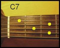 Kter tny akordu C7 smrem od 1. struny (nejten) k 6. strun (nejtlust) jsou oznaeny lutm puntkem? (nhled)