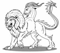 Postava starověké řecké mytologie, jejíž tělo bylo vpředu lví, uprostřed kozí a zezadu hadí/dračí, byla nazývána...? (náhled)