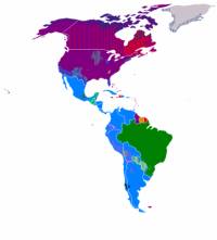 Rozšíření kterého jazyka je znázorněno na obrázku tmavě fialovou barvou? (náhled)