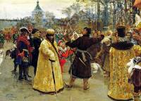 Obraz .15 Pjezd cara na Semenovsk zbavn dvr namaloval slavn mal: (nhled)