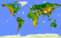 71% povrchu Země tvoří světový oceán, který pokrývá plochu přibližně 362 miliónů km2. Je rozdělen kontinenty a ostrovy na jednotlivé oceány a moře. Který oceán je označen č.1? (náhled)