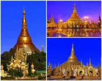 Jak se jmenuje jedna z nejznámějších a nejkrásnějších pagod na fotografii č.15, která je 105 metrů vysoká, celá je pokryta pravým zlatem a na vrcholu ozdobena 6000 diamanty a drahokamy? Je tak nejen architektonickým skvostem, ale i skutečným klenotem. (náhled)