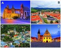Mezi památky UNESCO se řadí i celá historická jádra některých slovenských měst. Označte písmena, pod kterými jsou na fotografii č.4 uvedena slovenská historická města zařazena na Seznam světového kulturního a přírodního dědictví UNESCO: (náhled)