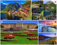 Na území Rakouska se nachází (ke dni 8.10.2022) 9 památek zapsaných na Seznamu světového kulturního a přírodního dědictví UNESCO. Označte písmena, pod kterými jsou na fotografii č.8 rakouské památky UNESCO:	 (náhled)