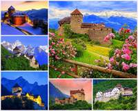 Lichtenštejnsko je zemí s bohatou historií, která je známá zejména pro své hrady a zámky. Mnoho z nich je zachováno již z doby gotické a tyčí se na vrcholcích skal. Který středověký hrad je na fotografii č.4? (náhled)