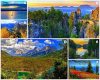 V Německu se nachází mnoho národních parků (NP) a turisticky atraktivních míst, která jsou přírodními skvosty země. Některé z těchto nejkrásnějších míst německé přírody jsou na fotografii č.18. A) Pod kterým písmenem je Saské Švýcarsko?    B) Který německý přírodní skvost je označen písmenem B? (náhled)