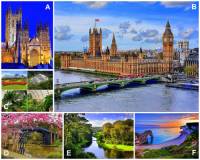 Na území Spojeného království se nachází (ke dni 18.5.2023) 34 památek zapsaných na Seznamu světového kulturního a přírodního dědictví UNESCO. Označte písmena, pod kterými jsou na fotografii č.12 britské památky UNESCO:	 (náhled)