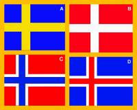 Kterým písmenem je na obrázku č.2 označena vlajka Švédska? (náhled)